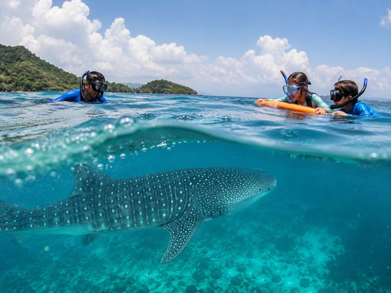 Responsible whale shark snorkeling in Saleh Bay